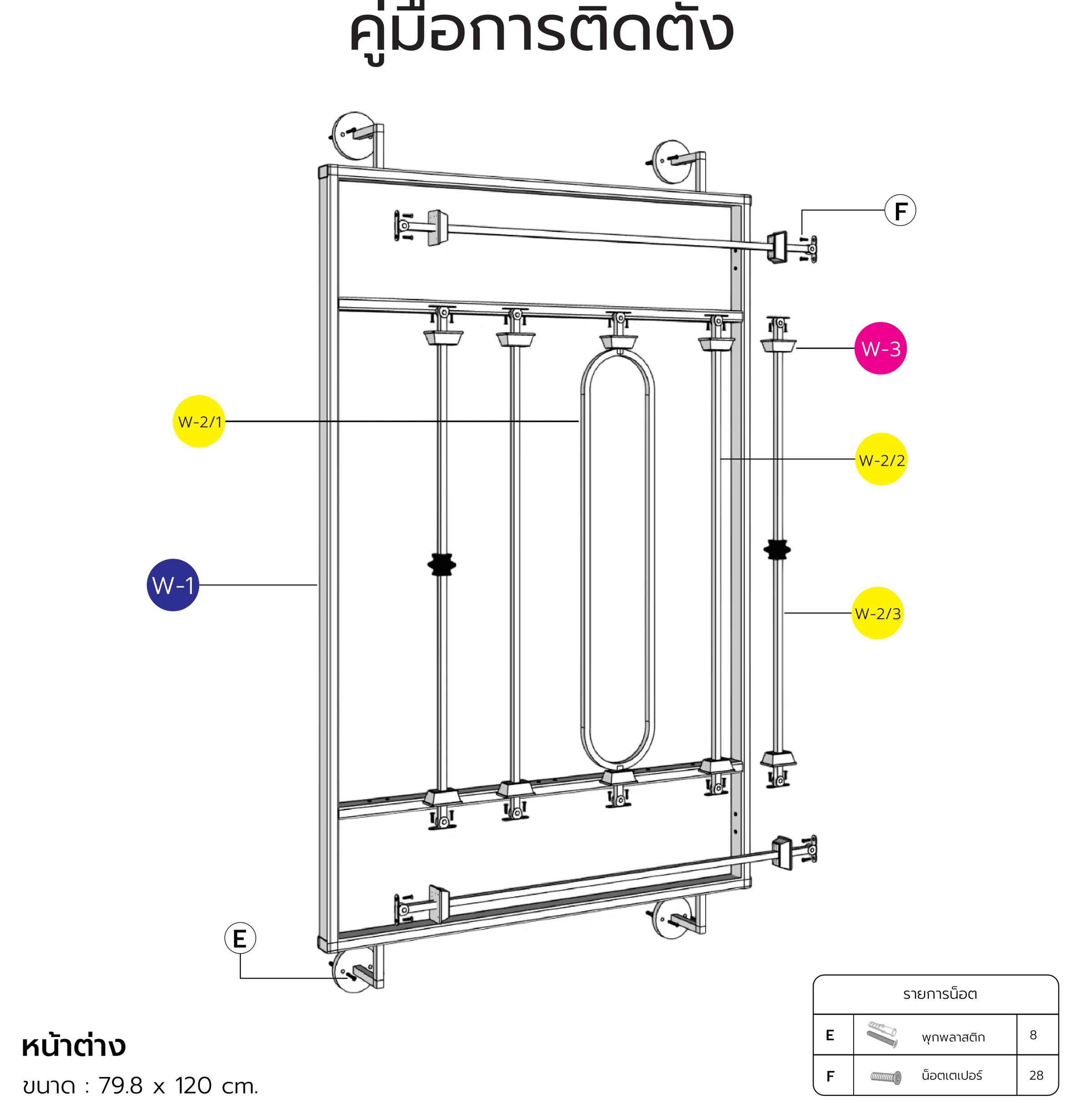 หน้าต่าง ขนาด : 79.8 x 120 cm.